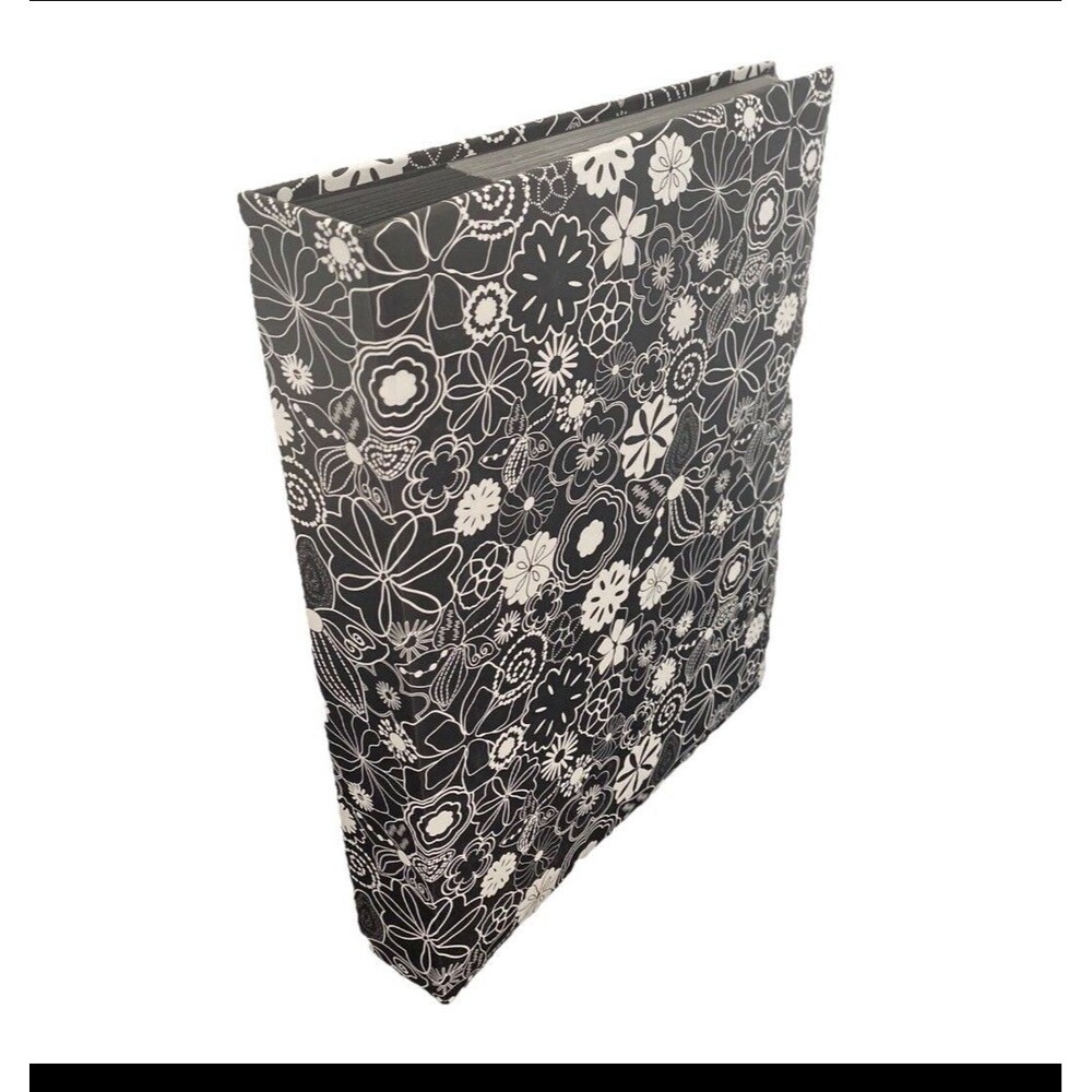 Photo Album 300 Picture Pockets 4x6 3 Per Page Black Floral Padded Cover